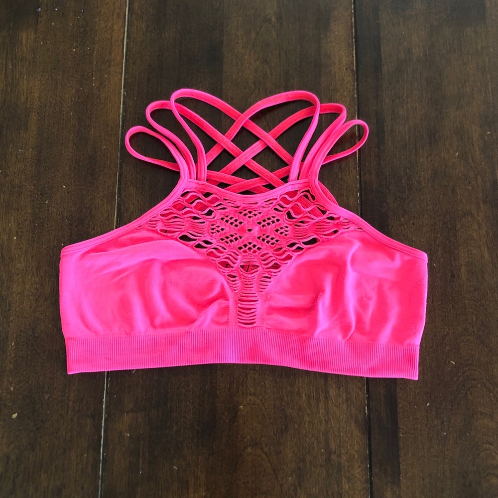 Hot pink sports bra